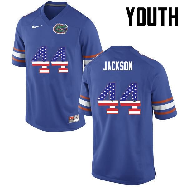 Youth NCAA Florida Gators Rayshad Jackson #44 Stitched Authentic USA Flag Fashion Nike Blue College Football Jersey PAV0365GH